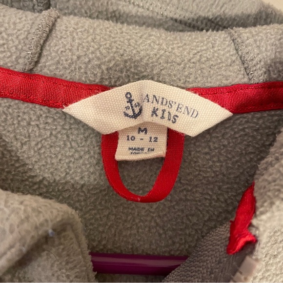 🔥 Lands' End | Gray Kids Fleece Full Zip Jacket with Hood and Pockets M 10-12 - Picture 5 of 5